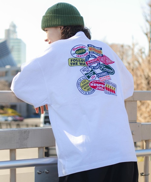 WEGO（ウィゴー）の「WEGO/ヘビーウエイト ワッペンロンT（Tシャツ/カットソー・メンズ・ホワイト系その他/ブラック/ホワイト/ブラック系その他・LARGE/MEDIUM）」の2枚目の写真