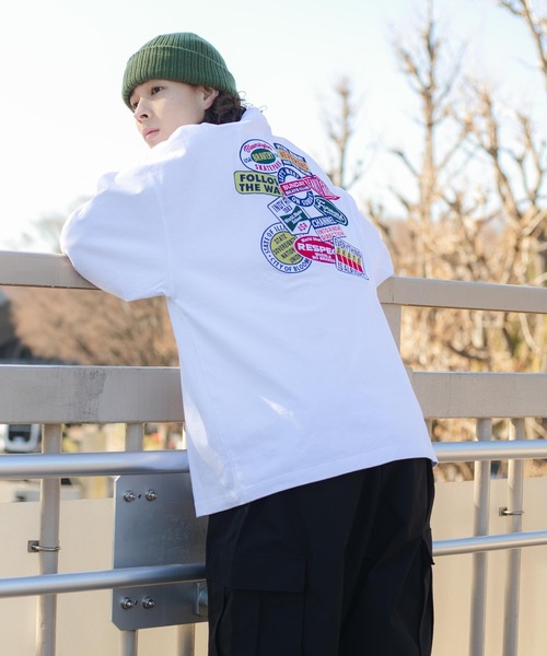 WEGO（ウィゴー）の「WEGO/ヘビーウエイト ワッペンロンT（Tシャツ/カットソー・メンズ・ホワイト系その他/ブラック/ホワイト/ブラック系その他・LARGE/MEDIUM）」の5枚目の写真