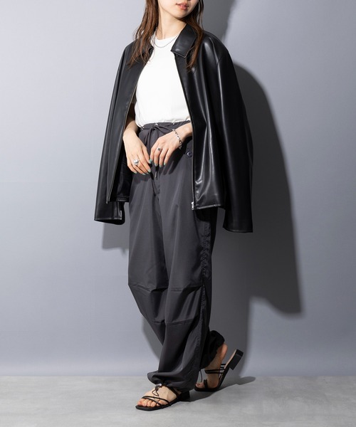 SETUP7（セットアップセブン）の「【SETUP7】ドローストリングカーゴパンツ KNF ※（カーゴパンツ・レディース・ホワイト/ダークブラウン/ベージュ/ブラック/ダークグリーン/グレー/ネイビー・S/M/L）」の16枚目の写真