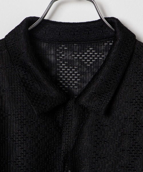 GRANCY レイヤードデザインオープンカラーシャツ L黒1 GRANCY】Layered Design Open Collar Shirt / レイヤード