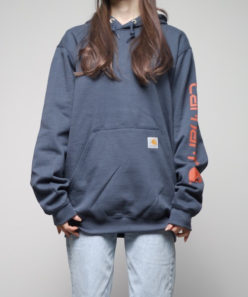 Carhartt(カーハート)の「/Carhartt/SLEEVE LOGO HOODED SWEATSHIRTS(パーカー・レディース・グリーン/ライム/オレンジ/ネイビー・SMALL/MEDIUM)」の6枚目の写真
