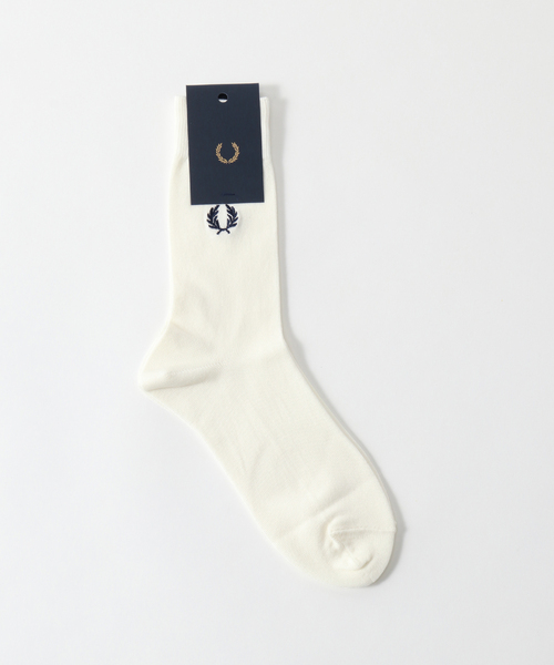 FRED PERRY（フレッドペリー）の「【FRED PERRY / フレッドペリー】EMBROIDERED SOCKS（ソックス/靴下・メンズ・ホワイト/ネイビー/ブラック・FREE）」の2枚目の写真