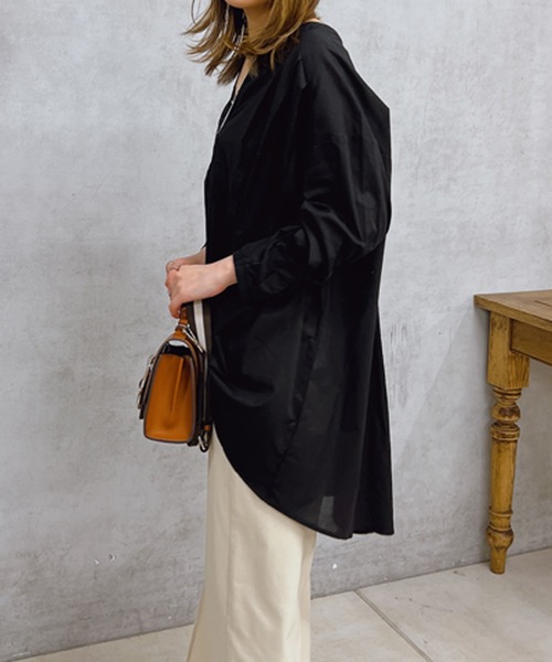 un dix cors(アンディコール)の「コットンタックスリーブブラウス(シャツ/ブラウス・レディース・グリーン/オフホワイト/ブラック・FREE)」の17枚目の写真