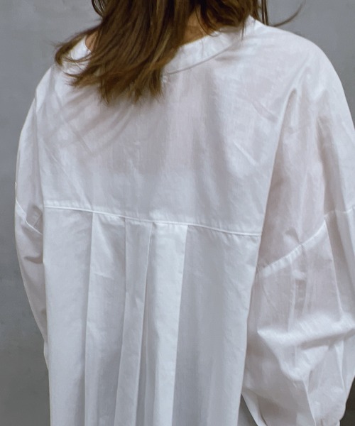 un dix cors(アンディコール)の「コットンタックスリーブブラウス(シャツ/ブラウス・レディース・グリーン/オフホワイト/ブラック・FREE)」の10枚目の写真