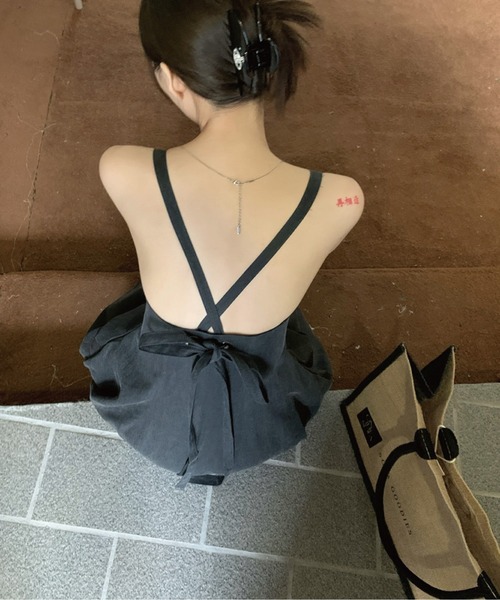meJane（ミージェーン）の「バックリボンスクエアネックミニワンピース（ワンピース・レディース・スミクロ・S/M）」の17枚目の写真