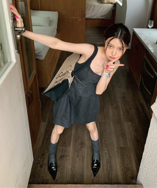 meJane（ミージェーン）の「バックリボンスクエアネックミニワンピース（ワンピース・レディース・スミクロ・S/M）」の15枚目の写真