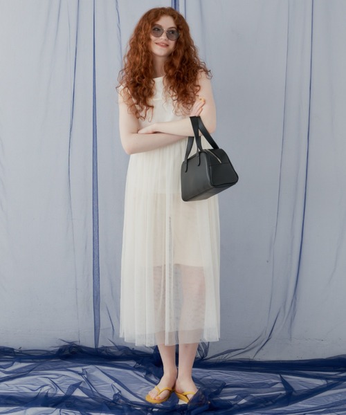 MERLOT（メルロー）の「ウエストフリルチュールキャミワンピース（ワンピース・レディース・ブラック/ナチュラル・FREE）」の16枚目の写真