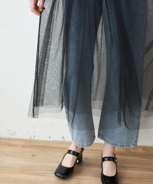 MERLOT（メルロー）の「ウエストフリルチュールキャミワンピース（ワンピース・レディース・ブラック/ナチュラル・FREE）」の8枚目の写真