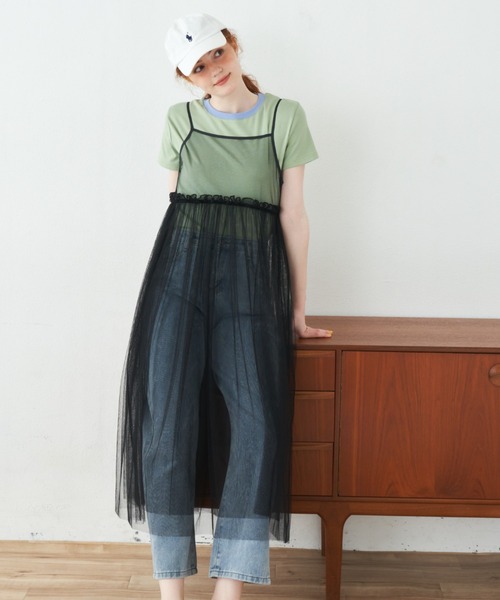 MERLOT（メルロー）の「ウエストフリルチュールキャミワンピース（ワンピース・レディース・ブラック/ナチュラル・FREE）」の20枚目の写真