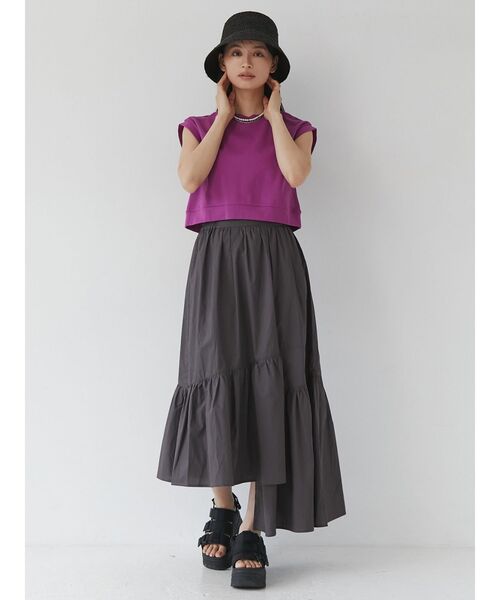 MURUA(ムルーア)の「アシメギャザーロングスカート(スカート・レディース・ダークグレー/ブルー・FREE)」の9枚目の写真