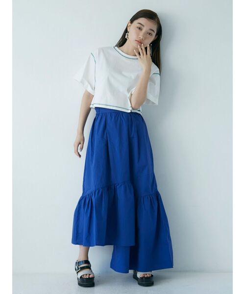 MURUA(ムルーア)の「アシメギャザーロングスカート(スカート・レディース・ダークグレー/ブルー・FREE)」の5枚目の写真