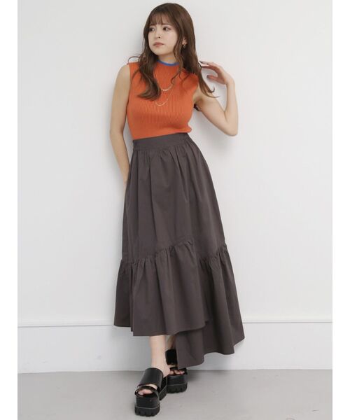 MURUA(ムルーア)の「アシメギャザーロングスカート(スカート・レディース・ダークグレー/ブルー・FREE)」の12枚目の写真