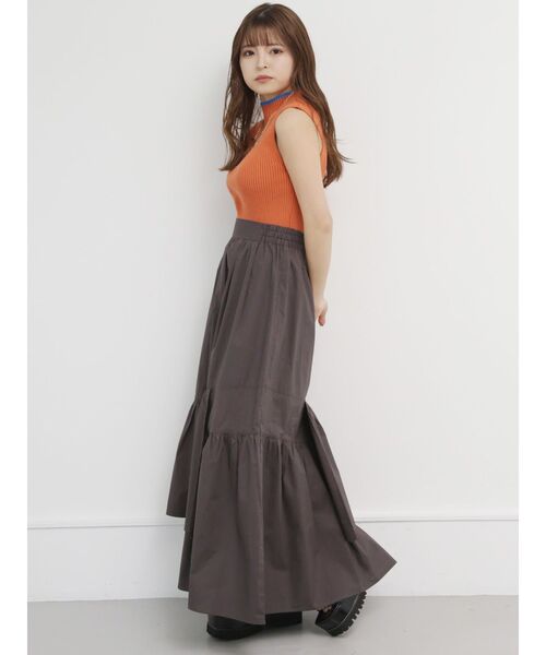 MURUA(ムルーア)の「アシメギャザーロングスカート(スカート・レディース・ダークグレー/ブルー・FREE)」の4枚目の写真