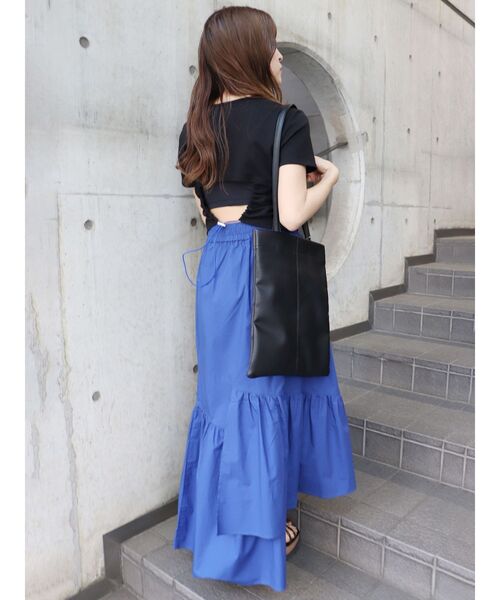 MURUA(ムルーア)の「アシメギャザーロングスカート(スカート・レディース・ダークグレー/ブルー・FREE)」の10枚目の写真