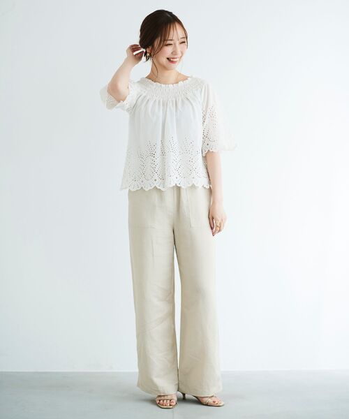 le.coeur blanc(ルクールブラン)の「レーヨン麻イージーパンツ(その他パンツ・レディース・サンドベージュ/カーキオリーブ/ホワイト系その他/ブルー系その他4・38/36)」の11枚目の写真