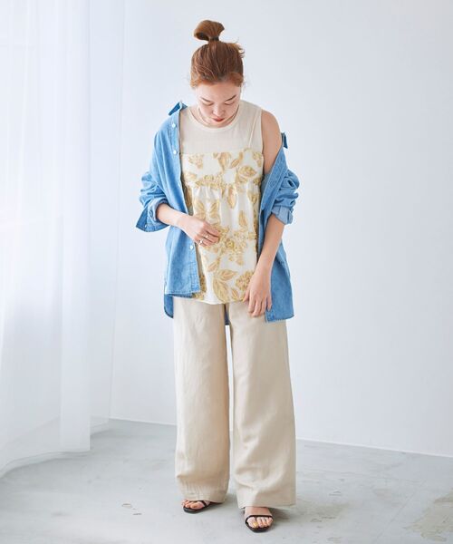 le.coeur blanc(ルクールブラン)の「レーヨン麻イージーパンツ(その他パンツ・レディース・サンドベージュ/カーキオリーブ/ホワイト系その他/ブルー系その他4・38/36)」の12枚目の写真