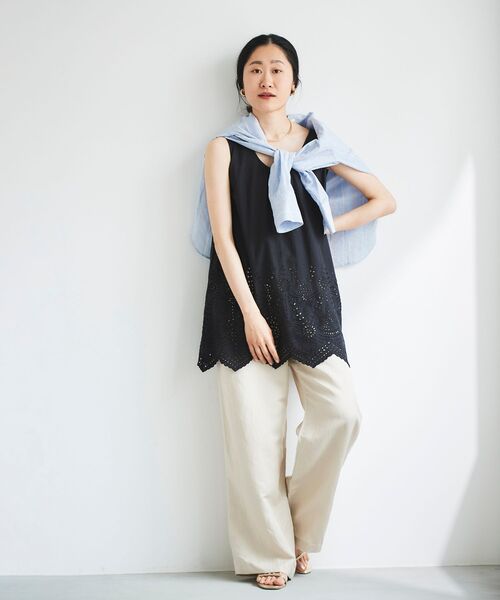 le.coeur blanc(ルクールブラン)の「レーヨン麻イージーパンツ(その他パンツ・レディース・サンドベージュ/カーキオリーブ/ホワイト系その他/ブルー系その他4・38/36)」の13枚目の写真