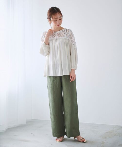 le.coeur blanc(ルクールブラン)の「レーヨン麻イージーパンツ(その他パンツ・レディース・サンドベージュ/カーキオリーブ/ホワイト系その他/ブルー系その他4・38/36)」の20枚目の写真