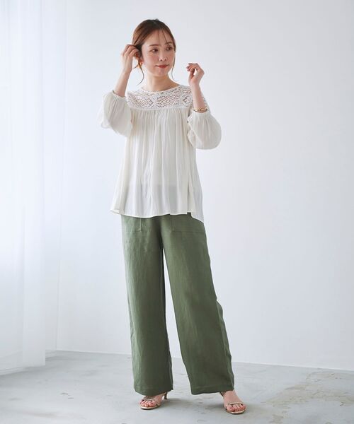 le.coeur blanc(ルクールブラン)の「レーヨン麻イージーパンツ(その他パンツ・レディース・サンドベージュ/カーキオリーブ/ホワイト系その他/ブルー系その他4・38/36)」の21枚目の写真