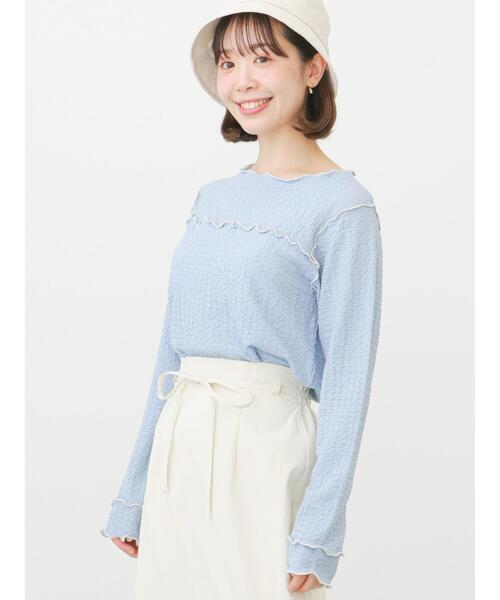 ehka sopo(エヘカソポ)の「メローカットソー(Tシャツ/カットソー・レディース・キナリ/ブラック/サックスブルー・フリ-)」の4枚目の写真