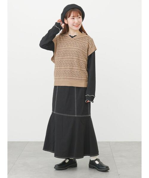 ehka sopo(エヘカソポ)の「メローカットソー(Tシャツ/カットソー・レディース・キナリ/ブラック/サックスブルー・フリ-)」の18枚目の写真