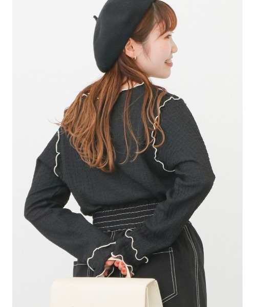 ehka sopo(エヘカソポ)の「メローカットソー(Tシャツ/カットソー・レディース・キナリ/ブラック/サックスブルー・フリ-)」の2枚目の写真