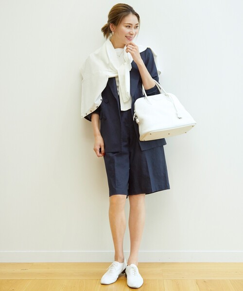 ほぼ新品＊大草直子さん着 PLST リネンブレンドスティックパンツO83 白 ほぼ新品＊大草直子さん着 PLST リネンブレンドスティックパンツ