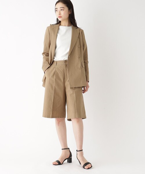 OPAQUE.CLIP(オペークドットクリップ)の「◆【大草直子さんコラボ】麻混ハーフパンツ セットアップ対応(その他パンツ・レディース・ネイビー/ブラウン系その他・38/40/36)」の9枚目の写真