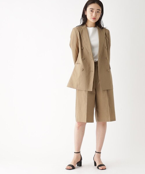 OPAQUE.CLIP(オペークドットクリップ)の「◆【大草直子さんコラボ】麻混ハーフパンツ セットアップ対応(その他パンツ・レディース・ネイビー/ブラウン系その他・38/40/36)」の10枚目の写真