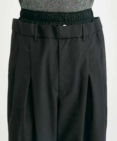 BED J.W. FORD18AW 断ち切り変形スラックス ネイビー BED J.W. FORD】 Glitter Side Stripes Pants（スラックス