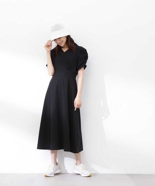 【SSizeLine】Vネックパワショルワンピース