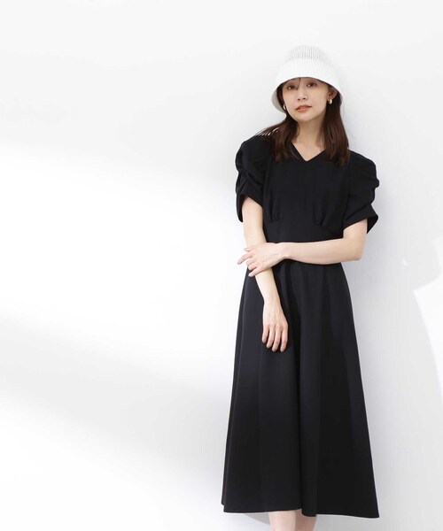 【SSizeLine】Vネックパワショルワンピース