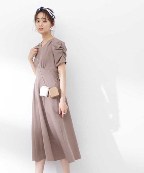 【SSizeLine】Vネックパワショルワンピース