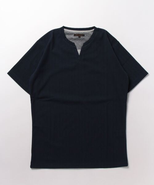 m.f.editorial（エムエフエディトリアル）の「m.f.エディトリアル メンズ ランダムテレコ キーネック半袖Tシャツ（Tシャツ/カットソー・メンズ・ホワイト/ネイビー/ライトグレー・MEDIUM/LARGE/X-LARGE）」の16枚目の写真