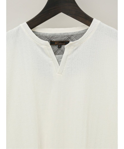 m.f.editorial（エムエフエディトリアル）の「m.f.エディトリアル メンズ ランダムテレコ キーネック半袖Tシャツ（Tシャツ/カットソー・メンズ・ホワイト/ネイビー/ライトグレー・MEDIUM/LARGE/X-LARGE）」の10枚目の写真