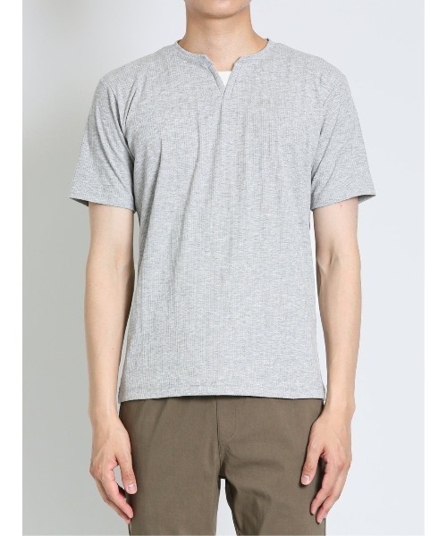 m.f.editorial（エムエフエディトリアル）の「m.f.エディトリアル メンズ ランダムテレコ キーネック半袖Tシャツ（Tシャツ/カットソー・メンズ・ホワイト/ネイビー/ライトグレー・MEDIUM/LARGE/X-LARGE）」の14枚目の写真