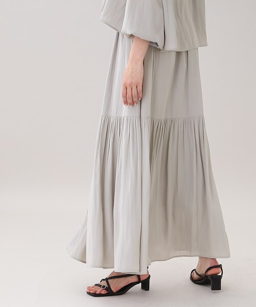 GALLEST（ギャレスト）の「サテンワッシャーティアードスカート【ウォッシャブル】（スカート・レディース・チャコールグレー/ライトグレー・05/13/36/38/40）」の10枚目の写真