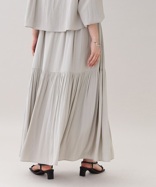 GALLEST（ギャレスト）の「サテンワッシャーティアードスカート【ウォッシャブル】（スカート・レディース・チャコールグレー/ライトグレー・05/13/36/38/40）」の11枚目の写真