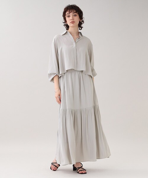 GALLEST（ギャレスト）の「サテンワッシャーティアードスカート【ウォッシャブル】（スカート・レディース・チャコールグレー/ライトグレー・05/13/36/38/40）」の21枚目の写真