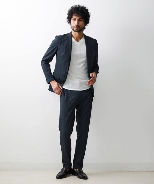 MICHEL KLEIN HOMME (ミッシェルクランオム)の「メッシュサッカースラックスパンツ(スラックス・メンズ・ネイビー・LARGE/X-LARGE/MEDIUM)」の2枚目の写真