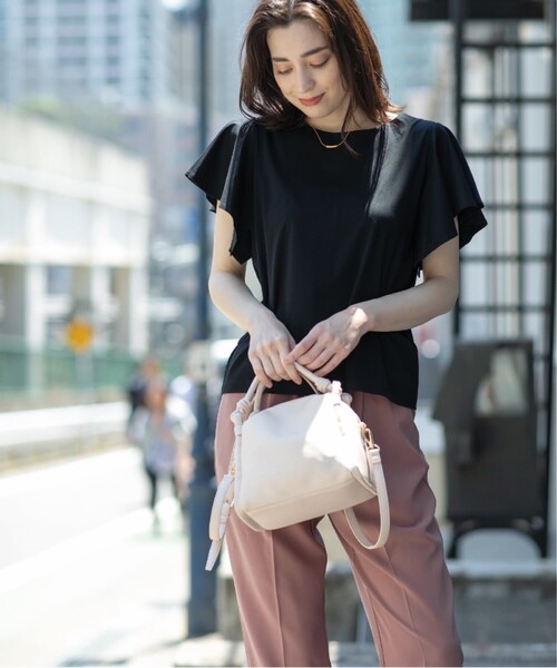 OPAQUE.CLIP（オペークドットクリップ）の「◆シルク調コットン フリルスリーブカットソー【UV/接触冷感/イージーケア/洗濯機洗い可】（Tシャツ/カットソー・レディース・ピンク系/ブラック/ブラウン系その他/ホワイト系・36/38/40/42）」の19枚目の写真