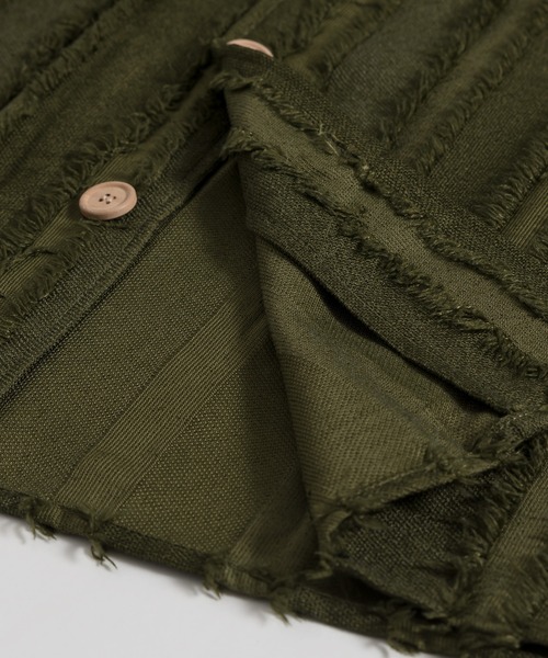 MUHET（ミュエータ）の「フリンジストライプシャツ（シャツ/ブラウス・レディース・ブラック/カーキ/ライトベージュ・MEDIUM/X-LARGE）」の15枚目の写真