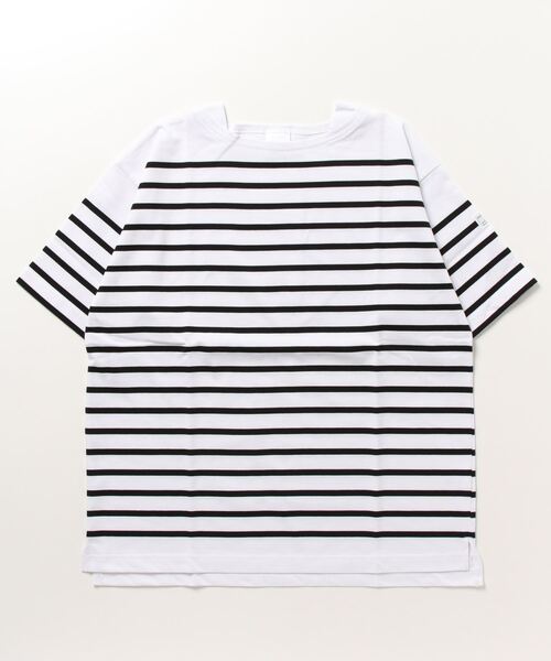 COMMON WARE（コモンウェアー）の「ST:MONTKEMMEL モンケメル BASQUE SHIRTS バスクシャツ（Tシャツ/カットソー・レディース・ベージュ×ブラック/ネイビー/ホワイト×ブルー/ホワイト×ブラック/ブラック×ホワイト・36/38/40）」の3枚目の写真