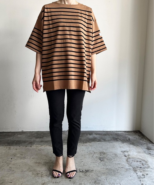 COMMON WARE（コモンウェアー）の「ST:MONTKEMMEL モンケメル BASQUE SHIRTS バスクシャツ（Tシャツ/カットソー・レディース・ベージュ×ブラック/ネイビー/ホワイト×ブルー/ホワイト×ブラック/ブラック×ホワイト・36/38/40）」の12枚目の写真