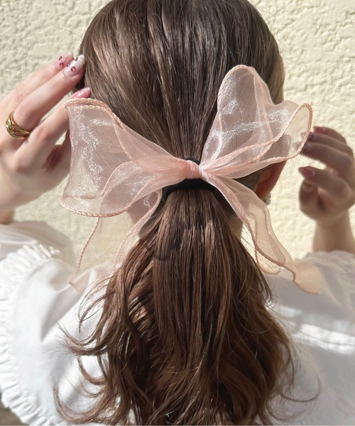 apres jour（アプレジュール）の「【apres jour×ARIAZ】シアーリボンヘアゴム（ヘアゴム・レディース・ミント/ベージュ/ライトブルー/ブラック/アイボリー/ライトピンク・FREE）」の6枚目の写真