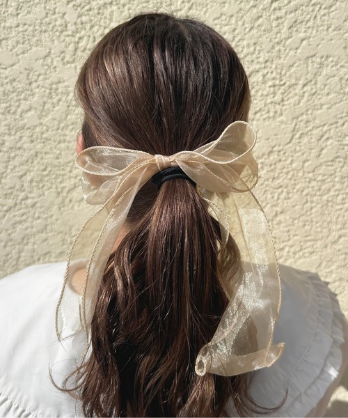 apres jour（アプレジュール）の「【apres jour×ARIAZ】シアーリボンヘアゴム（ヘアゴム・レディース・ミント/ベージュ/ライトブルー/ブラック/アイボリー/ライトピンク・FREE）」の18枚目の写真