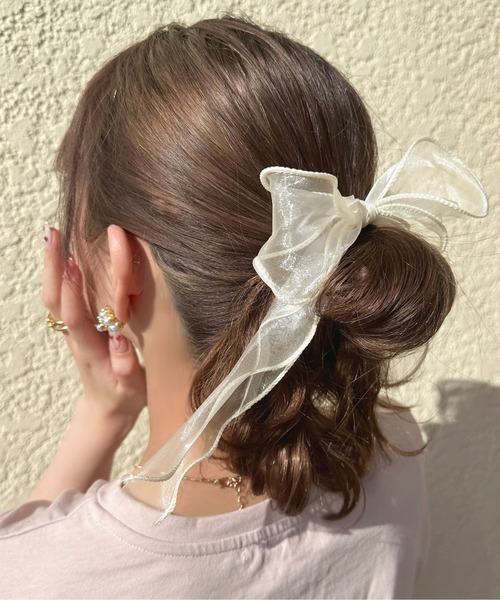 apres jour（アプレジュール）の「【apres jour×ARIAZ】シアーリボンヘアゴム（ヘアゴム・レディース・ミント/ベージュ/ライトブルー/ブラック/アイボリー/ライトピンク・FREE）」の16枚目の写真