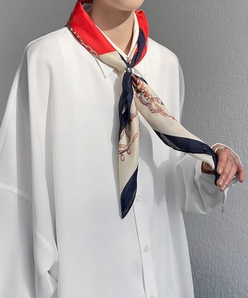 FVLMEN(フルメン)の「【FVLMEN】multi pattern ring scarf /マルチパターン リング スカーフ(バンダナ/スカーフ・メンズ・ネイビー×ホワイト/イエロー/レッド/ホワイト×レッド/ブラック×レッド/ブラック×グリーン/テラコッタ/ホワイト×ネイビー/ブラック×イエロー/ベージュ×ブラック/ブラック/ホワイト×グリーン/サックスブルー/ネイビー/マジェンタ/ブルー/ダークブラック/オレンジ/グリーン・FREE)」の17枚目の写真