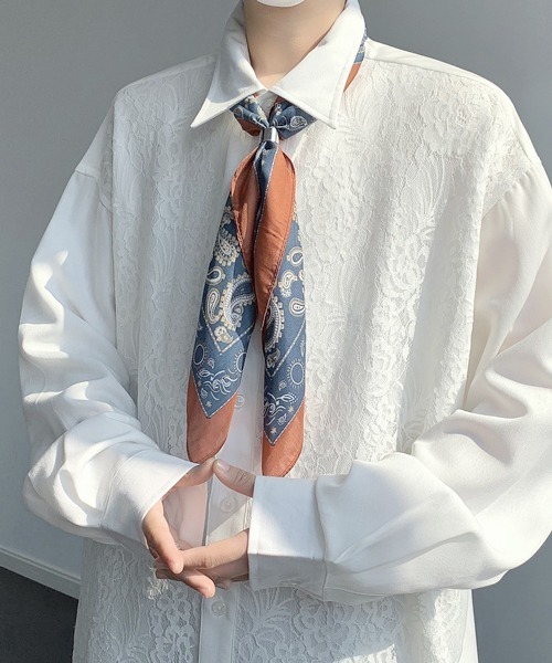 FVLMEN(フルメン)の「【FVLMEN】multi pattern ring scarf /マルチパターン リング スカーフ(バンダナ/スカーフ・メンズ・ネイビー×ホワイト/イエロー/レッド/ホワイト×レッド/ブラック×レッド/ブラック×グリーン/テラコッタ/ホワイト×ネイビー/ブラック×イエロー/ベージュ×ブラック/ブラック/ホワイト×グリーン/サックスブルー/ネイビー/マジェンタ/ブルー/ダークブラック/オレンジ/グリーン・FREE)」の9枚目の写真