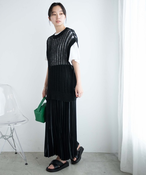 WEGO（ウィゴー）の「WEGO/ルーズメッシュニットベスト（ベスト・レディース・アイボリー/ブラック・FREE）」の17枚目の写真